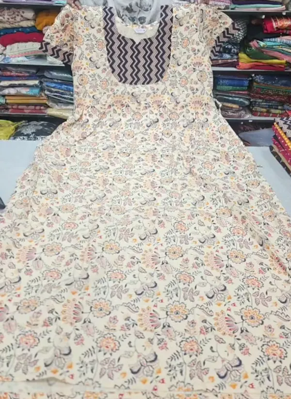 Premium Cotton Frock Style Nighty with Adjustable Rope & Side Pocket |NT3623